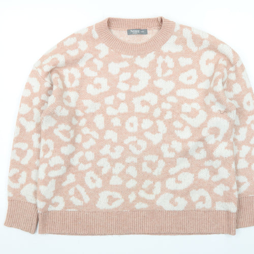 Nutmeg Women Beige Leopard Print Pullover Jumper Size 12/14