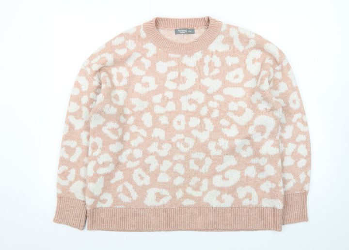 Nutmeg Women Beige Leopard Print Pullover Jumper Size 12/14