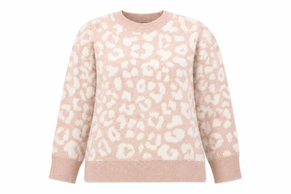 Nutmeg Women Beige Leopard Print Pullover Jumper Size 12/14