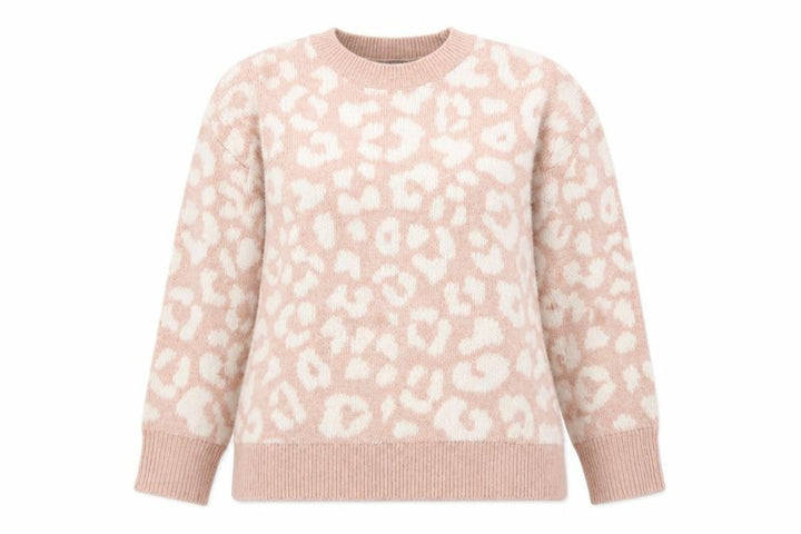 Nutmeg Women Beige Leopard Print Pullover Jumper Size 12/14