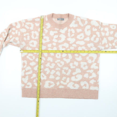 Nutmeg Women Beige Leopard Print Pullover Jumper Size 12/14
