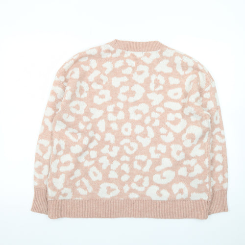 Nutmeg Women Beige Leopard Print Pullover Jumper Size 12/14