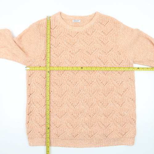 Damart Women Beige Open-Knit Wool Blend Long Sleeve Pullover Jumper Size 22