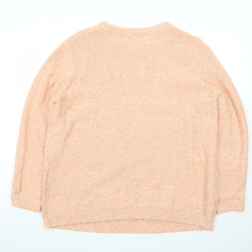 Damart Women Beige Open-Knit Wool Blend Long Sleeve Pullover Jumper Size 22