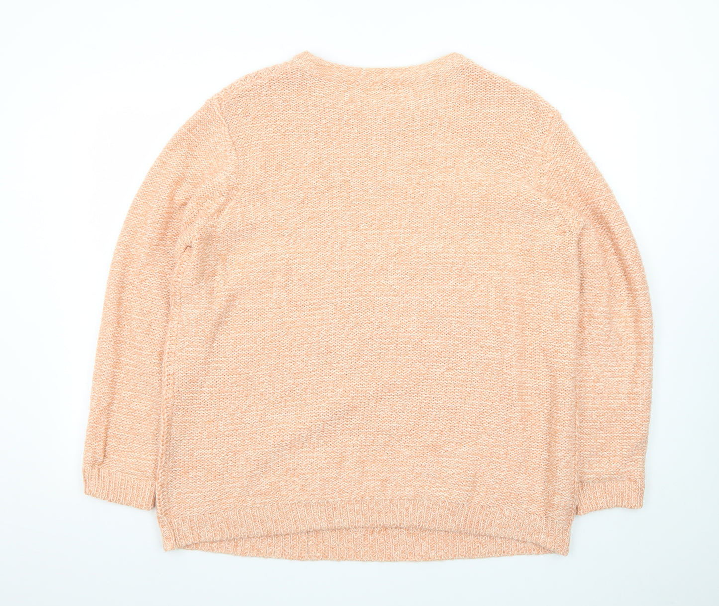 Damart Women Beige Open-Knit Wool Blend Long Sleeve Pullover Jumper Size 22