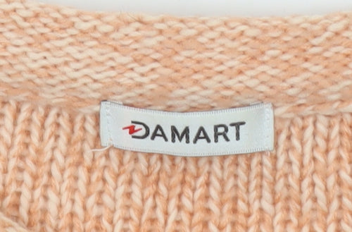 Damart Women Beige Open-Knit Wool Blend Long Sleeve Pullover Jumper Size 22