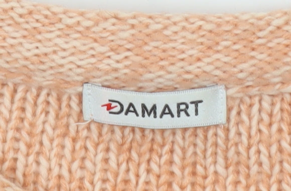 Damart Women Beige Open-Knit Wool Blend Long Sleeve Pullover Jumper Size 22