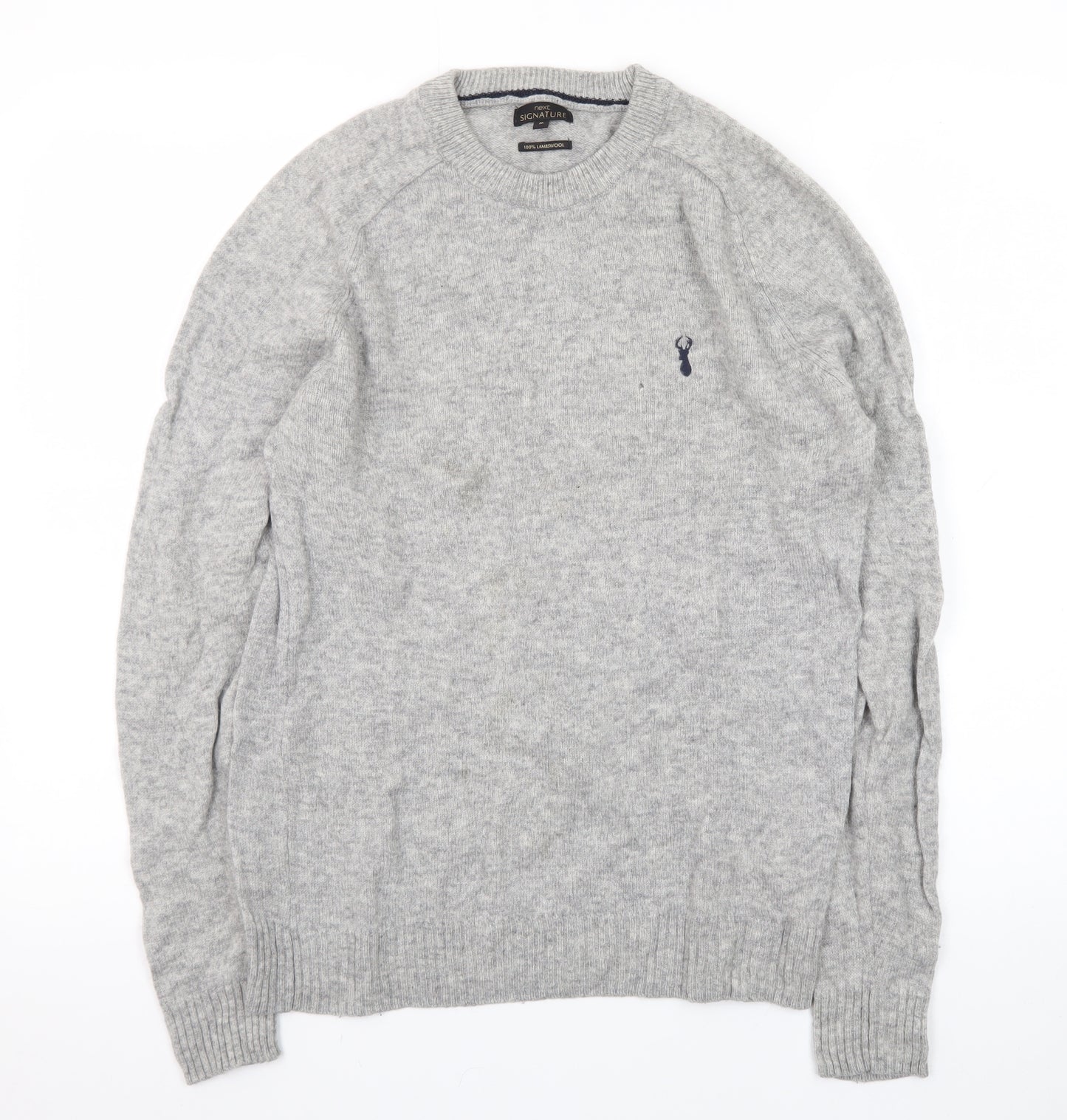 Next Signature Men's Grey Lambswool Crew Neck Jumper M