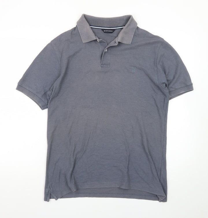 Marks and Spencer Men's Grey Cotton Blend Short Sleeve Polo Shirt M