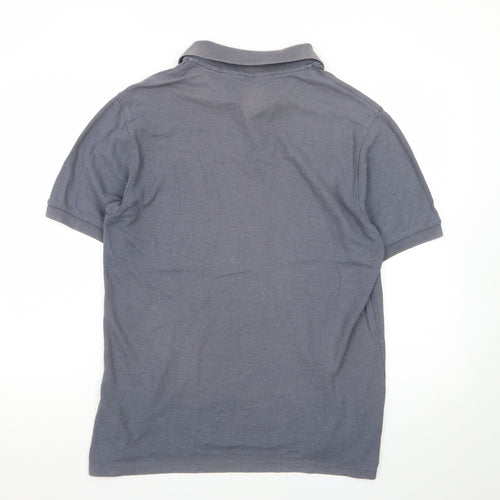 Marks and Spencer Men's Grey Cotton Blend Short Sleeve Polo Shirt M