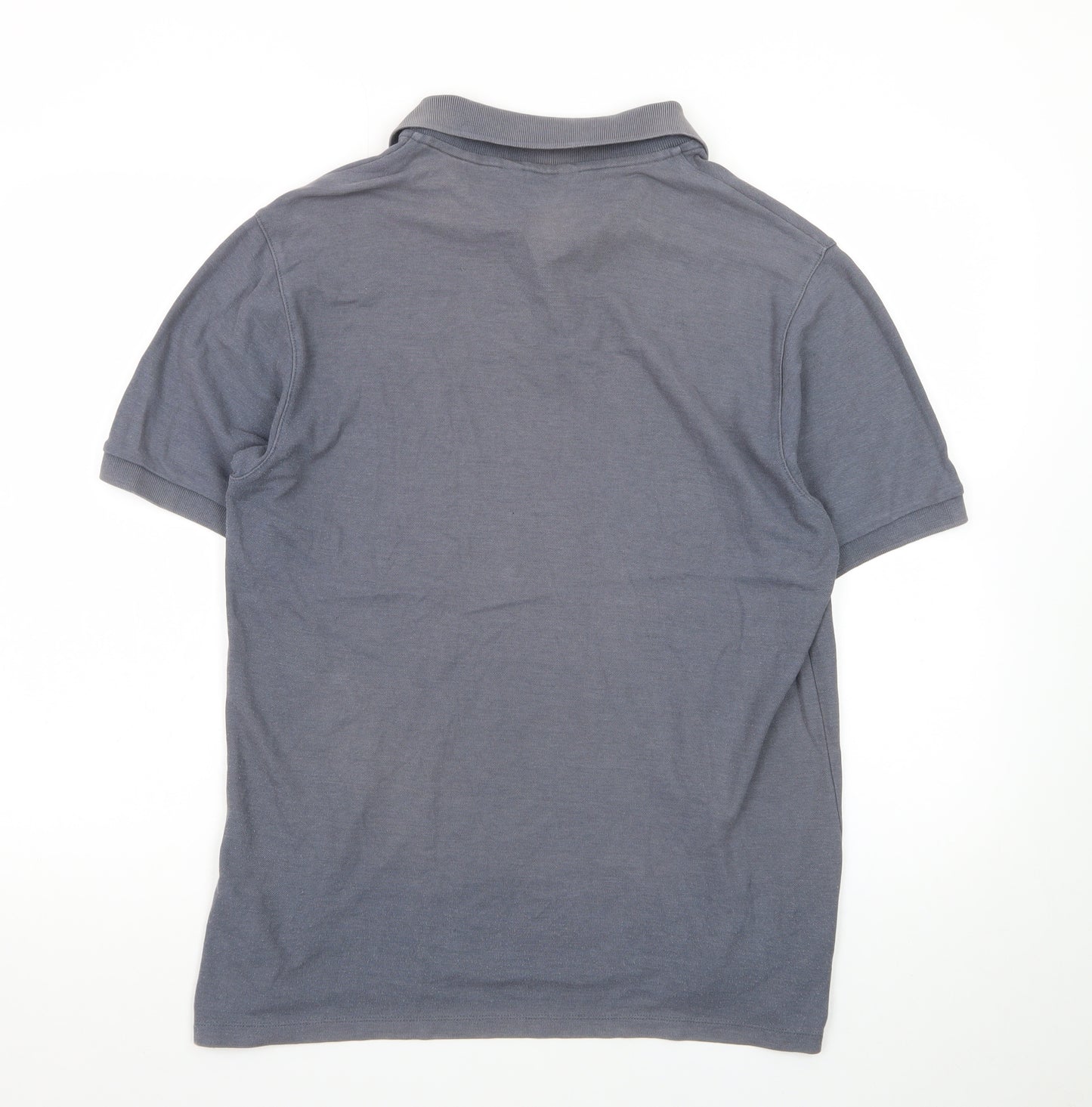 Marks and Spencer Men's Grey Cotton Blend Short Sleeve Polo Shirt M