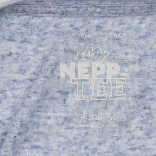 Atmosphere Women's Blue Marl Crew Neck Short Sleeve T-Shirt Size 12