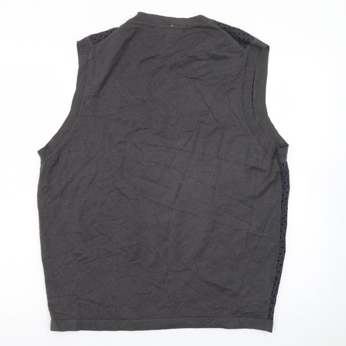 WinterSilks Men's Grey Silk Cashmere V-Neck Sleeveless Vest L