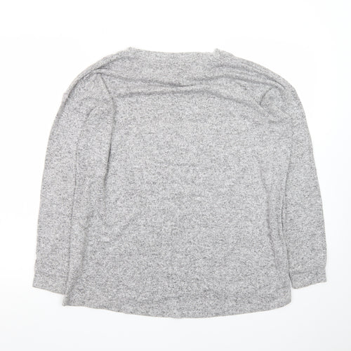 F&F Women’s Grey Long Sleeve Paris Studded T-Shirt Size 10