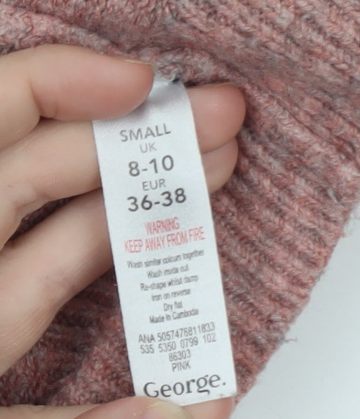 George Women's Pink Crew Neck Pullover Knit Jumper Size Small 8-10