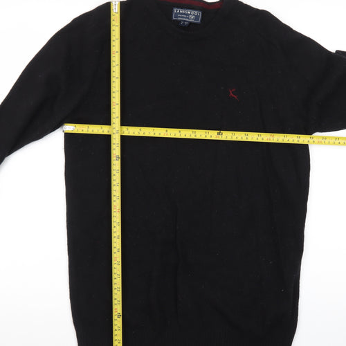 F&F Men’s Black Lambswool Crew Neck Jumper Size M Classic Knit