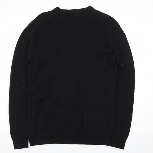 F&F Men’s Black Lambswool Crew Neck Jumper Size M Classic Knit