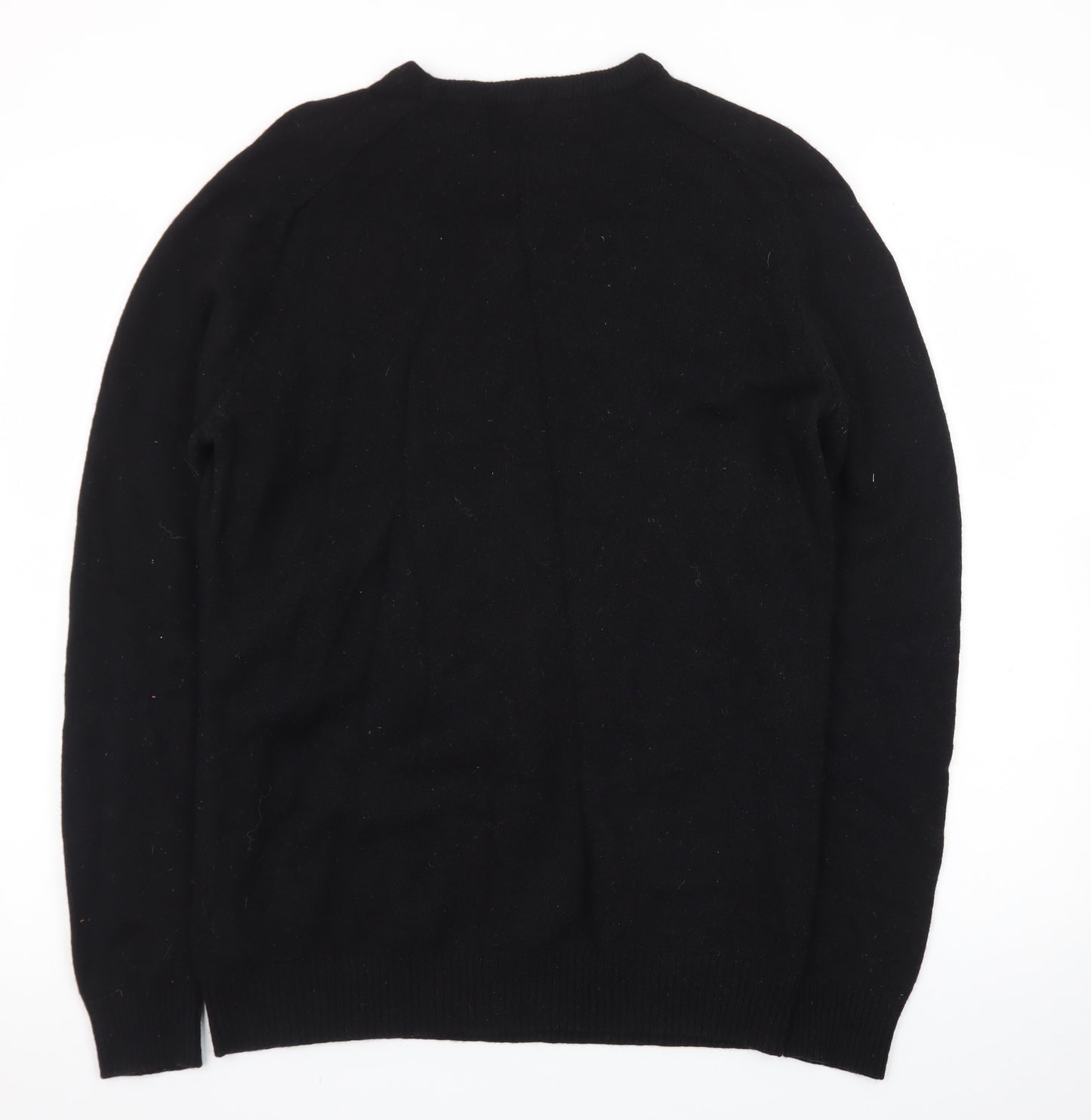 F&F Men’s Black Lambswool Crew Neck Jumper Size M Classic Knit
