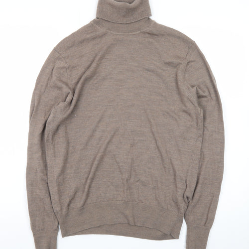 Uniqlo Men's Brown Wool Roll Neck Long Sleeve Knit Top Size S