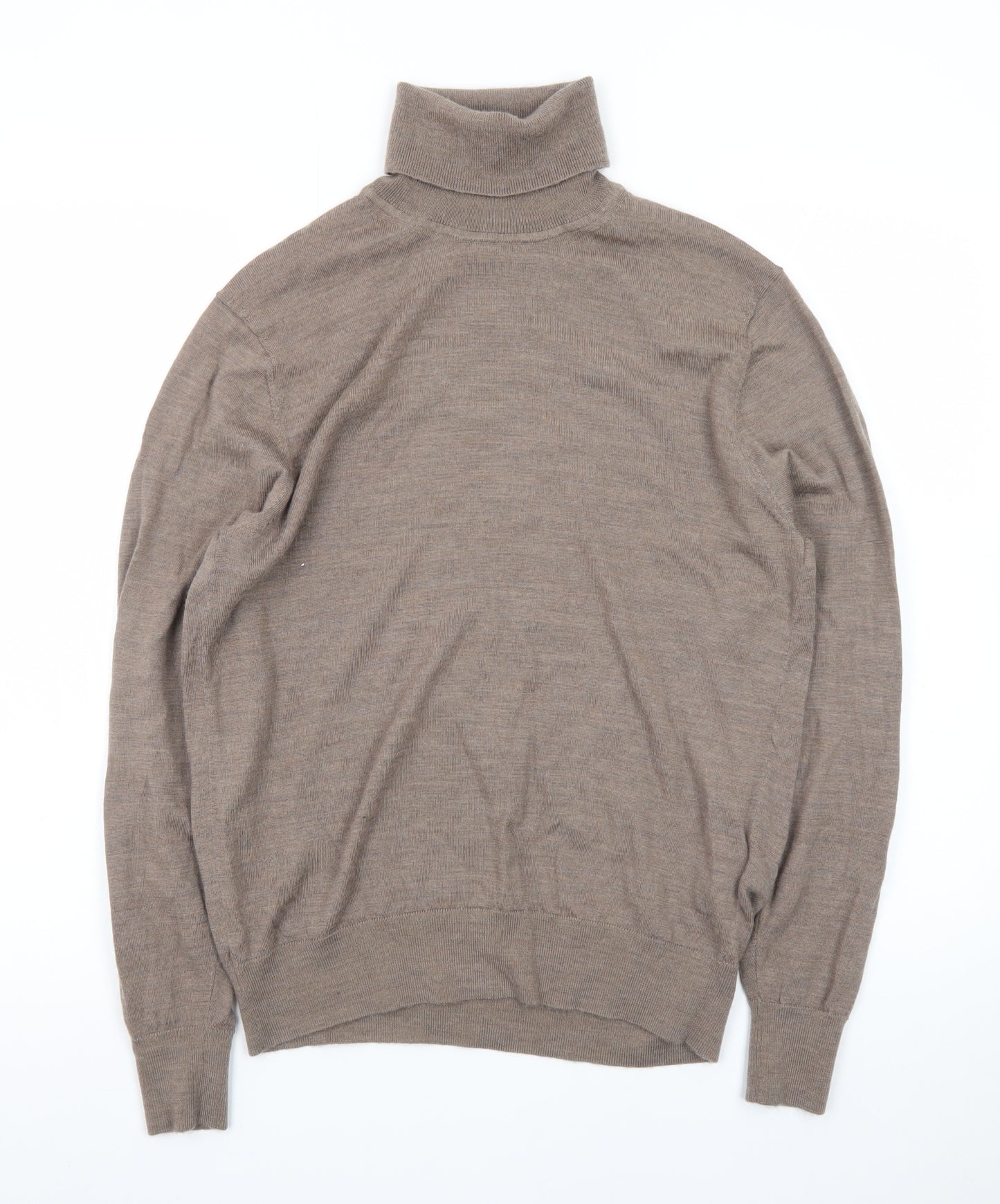 Uniqlo Men's Brown Wool Roll Neck Long Sleeve Knit Top Size S