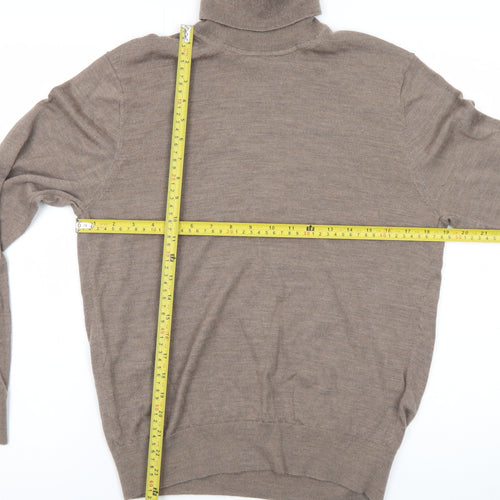 Uniqlo Men's Brown Wool Roll Neck Long Sleeve Knit Top Size S