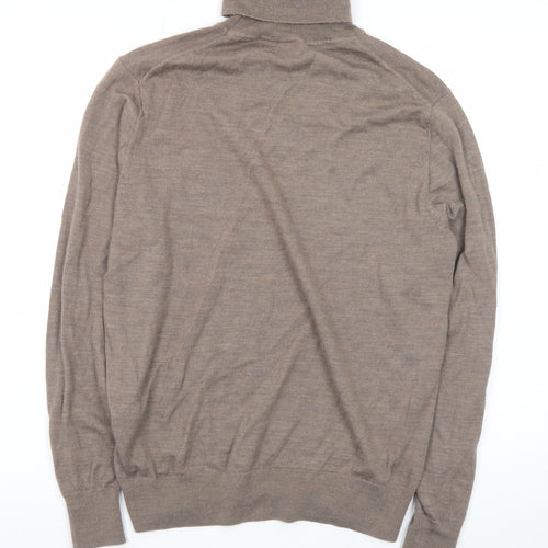 Uniqlo Men's Brown Wool Roll Neck Long Sleeve Knit Top Size S