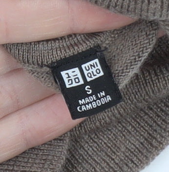 Uniqlo Men's Brown Wool Roll Neck Long Sleeve Knit Top Size S