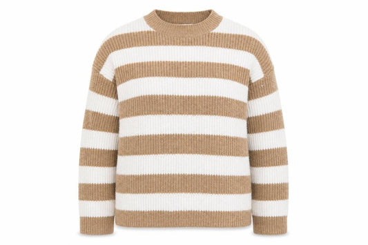 Front view of Tu Women Beige & White Striped jumper, size 14