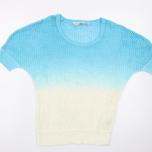 Rivers Womens Multicoloured Cotton Open Knit Short Sleeve Jumper Size 12