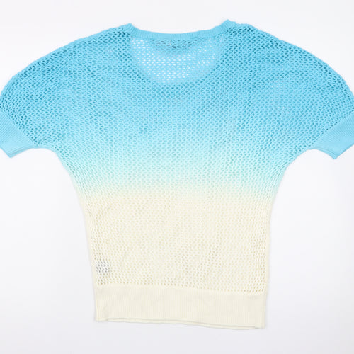 Rivers Womens Multicoloured Cotton Open Knit Short Sleeve Jumper Size 12