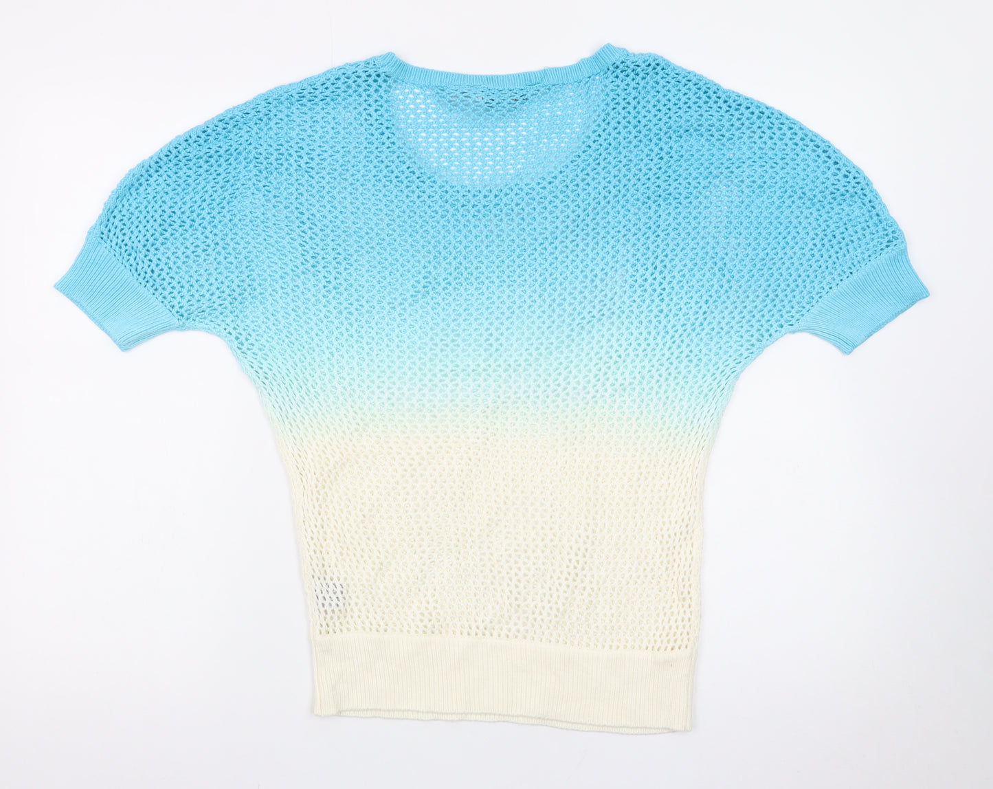 Rivers Womens Multicoloured Cotton Open Knit Short Sleeve Jumper Size 12