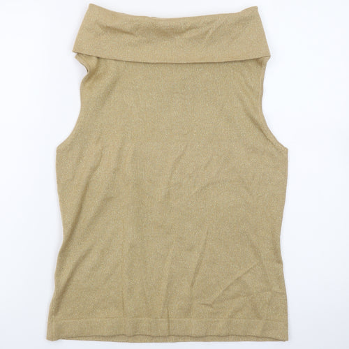 Ann Taylor LOFT Womens Beige Sleeveless Cowl Neck Wool Blend Jumper M