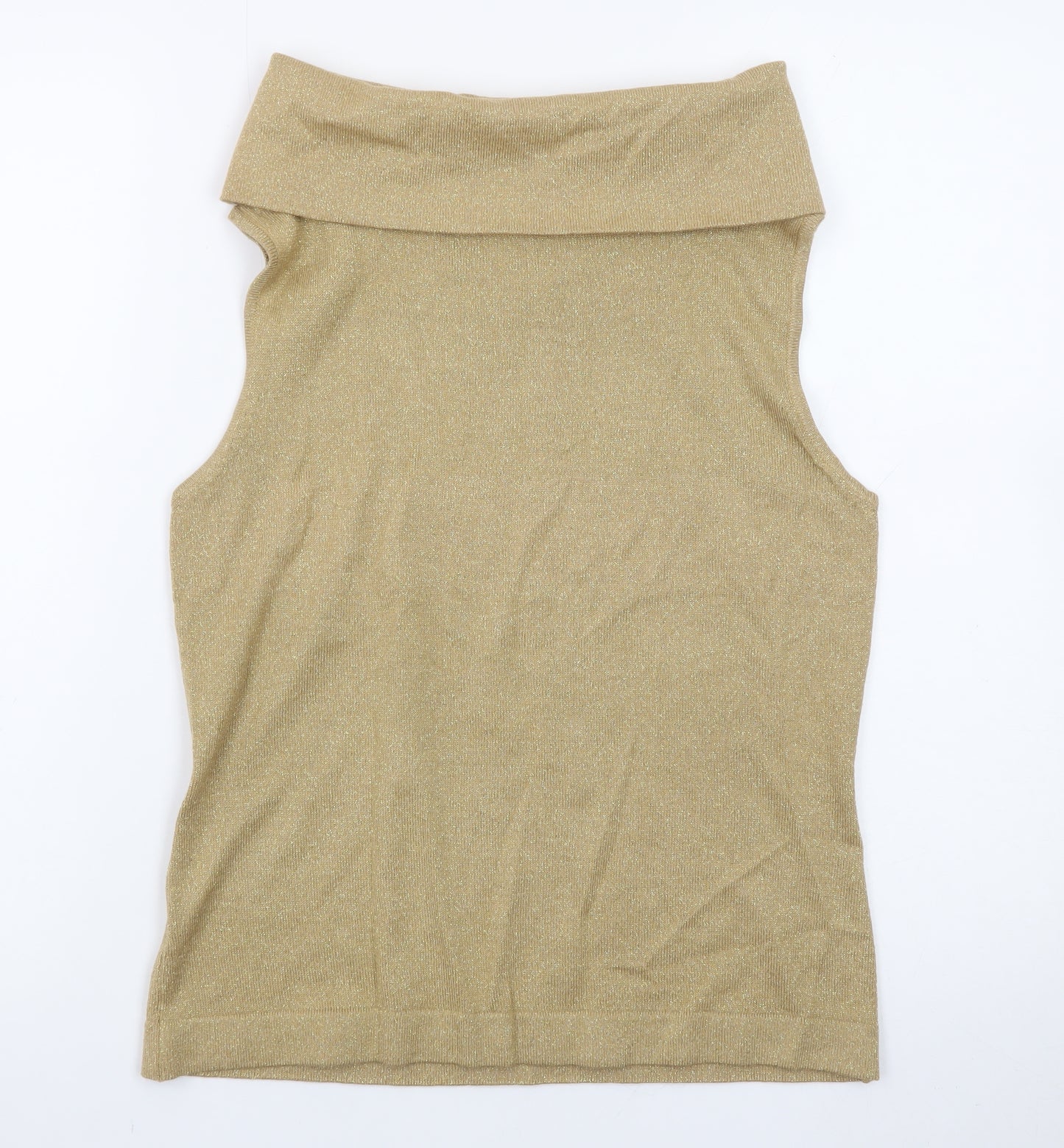 Ann Taylor LOFT Womens Beige Sleeveless Cowl Neck Wool Blend Jumper M