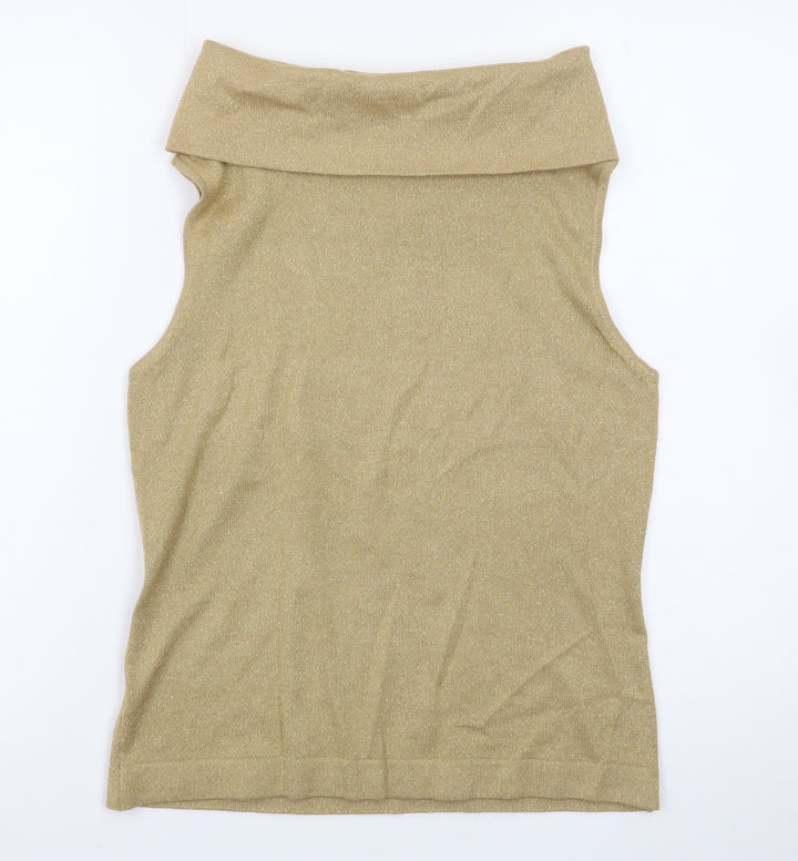 Ann Taylor LOFT Womens Beige Sleeveless Cowl Neck Wool Blend Jumper M