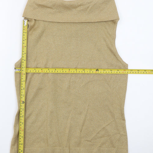 Ann Taylor LOFT Womens Beige Sleeveless Cowl Neck Wool Blend Jumper M