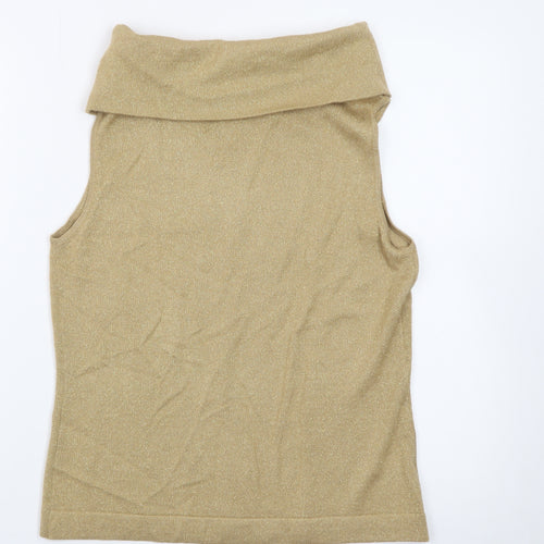 Ann Taylor LOFT Womens Beige Sleeveless Cowl Neck Wool Blend Jumper M