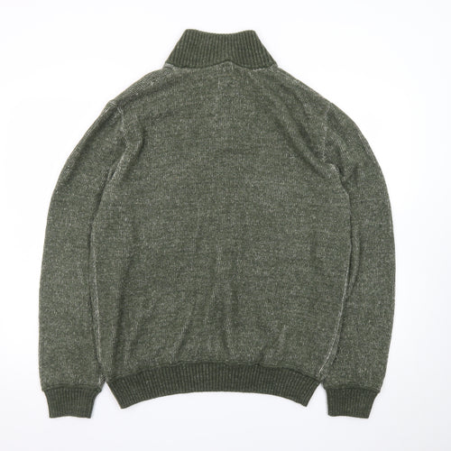 GAP Men's Green Wool Blend Henley Jumper Size L Mock Neck