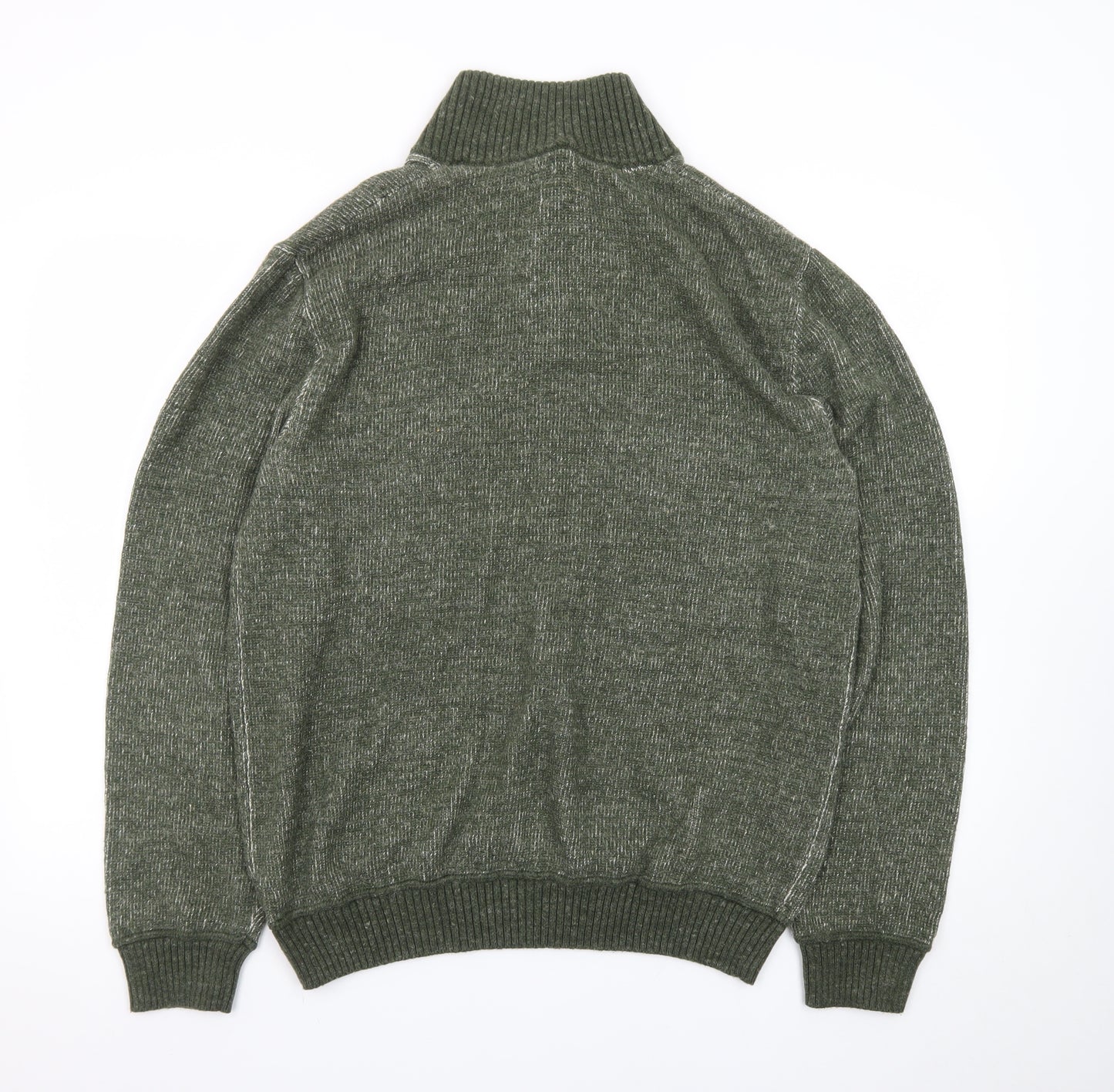 GAP Men's Green Wool Blend Henley Jumper Size L Mock Neck
