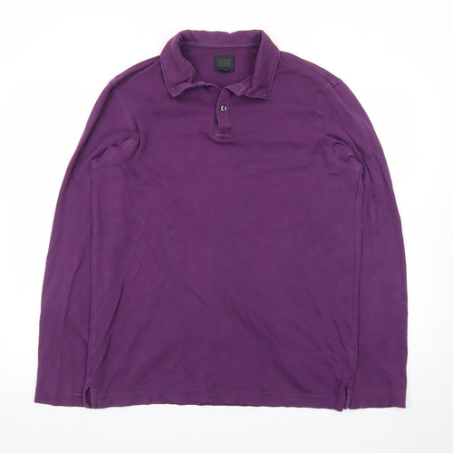 14th & Union Men's Purple Long Sleeve Cotton Polo Shirt Size M