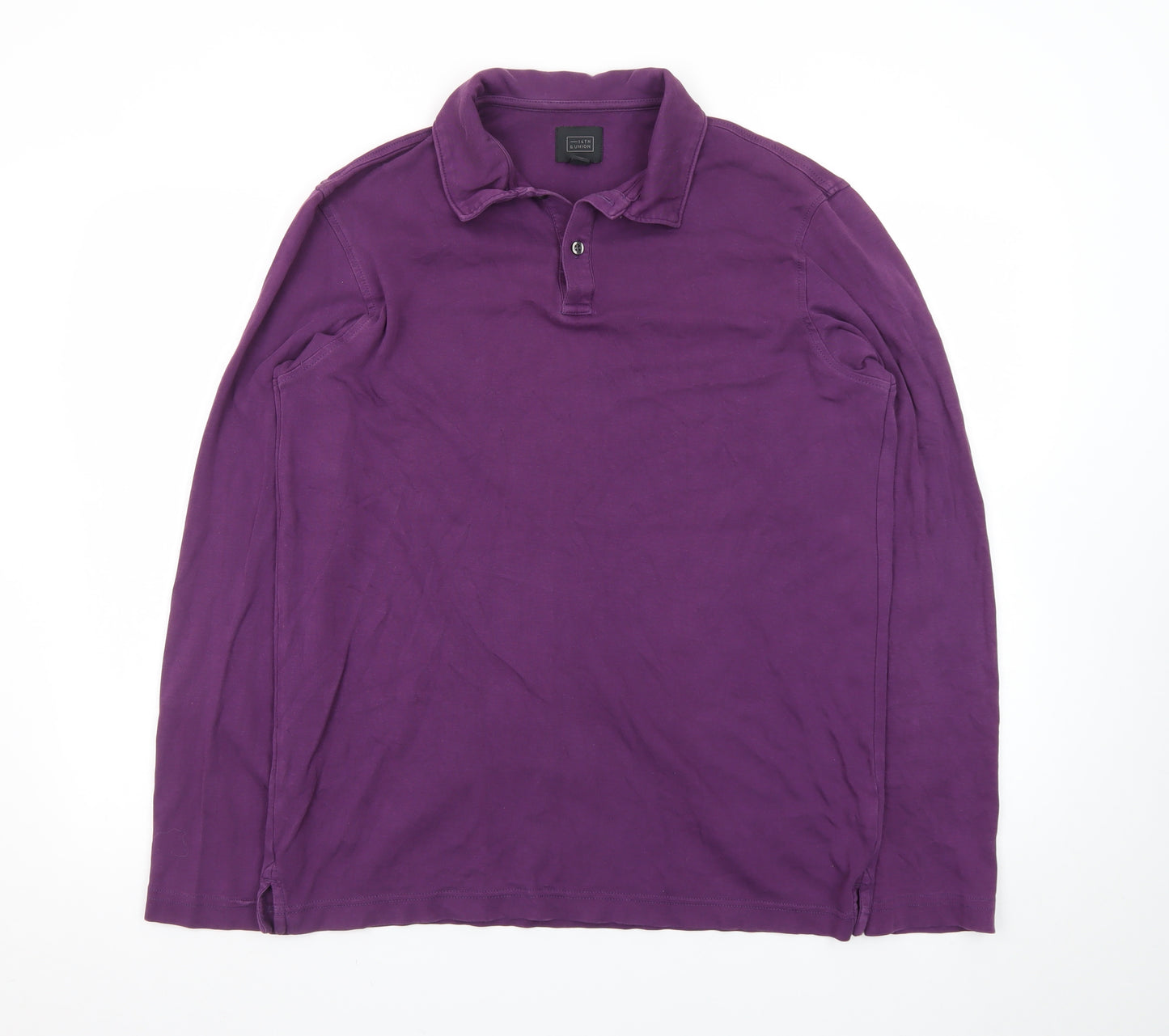 14th & Union Men's Purple Long Sleeve Cotton Polo Shirt Size M