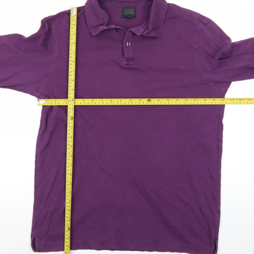 14th & Union Men's Purple Long Sleeve Cotton Polo Shirt Size M