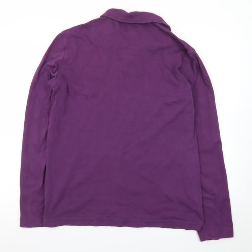 14th & Union Men's Purple Long Sleeve Cotton Polo Shirt Size M