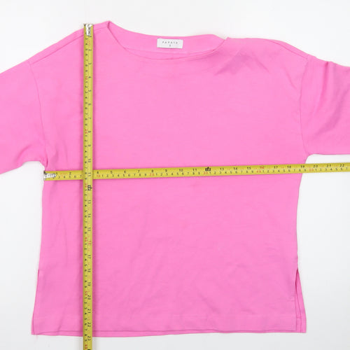 Papaya Women's Pink Long Sleeve Cotton Boat Neck T-Shirt Size S