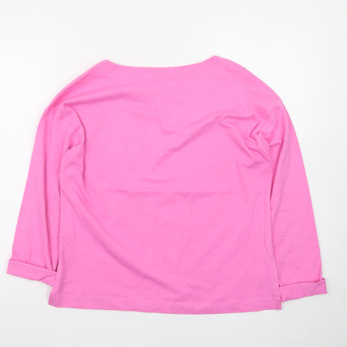 Papaya Women's Pink Long Sleeve Cotton Boat Neck T-Shirt Size S