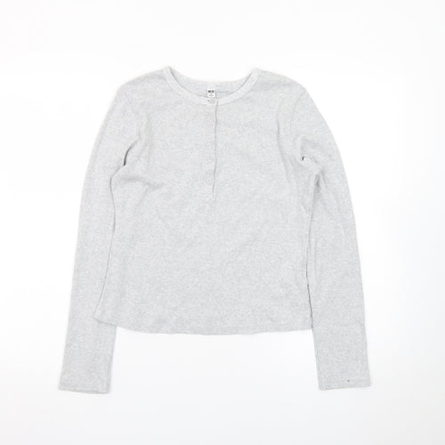 Uniqlo Women’s Grey Henley Long Sleeve Cotton Jumper M