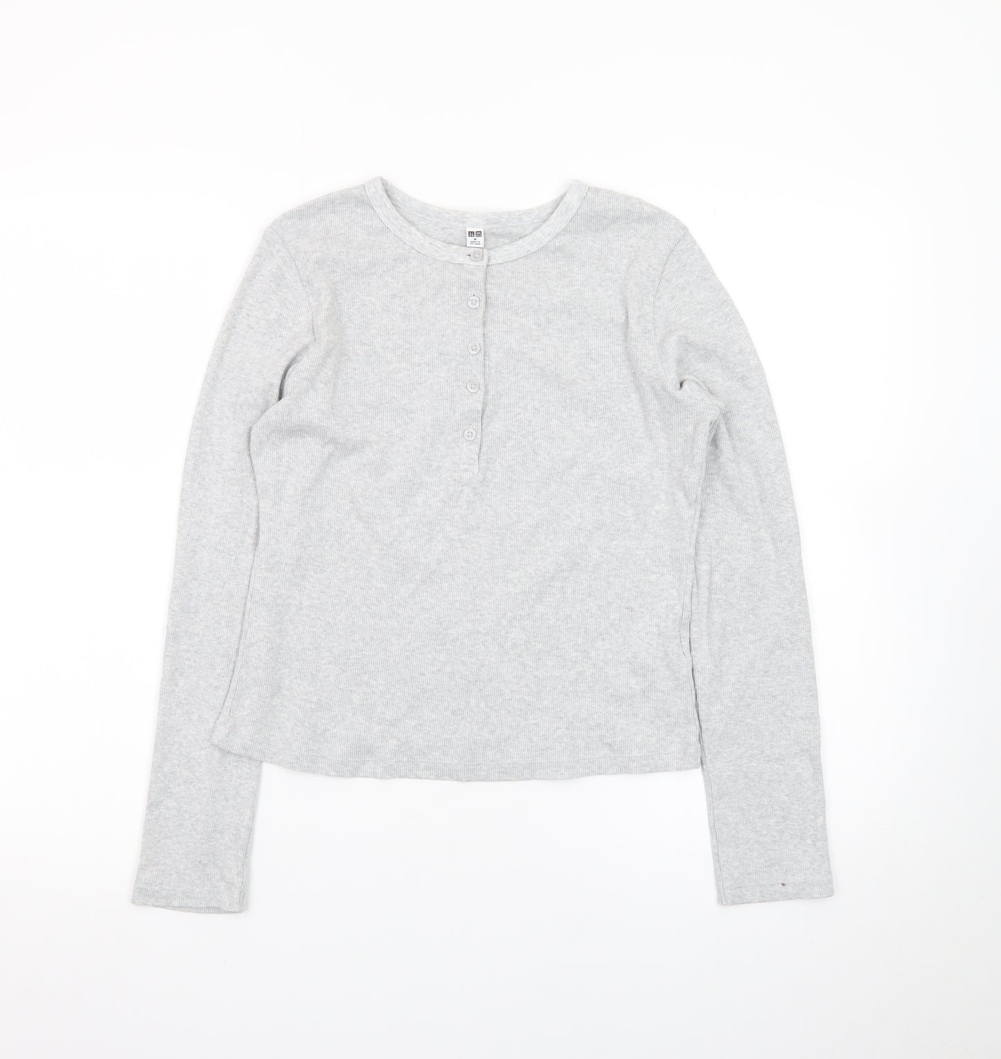 Uniqlo Women’s Grey Henley Long Sleeve Cotton Jumper M