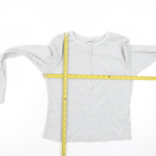 Uniqlo Women’s Grey Henley Long Sleeve Cotton Jumper M