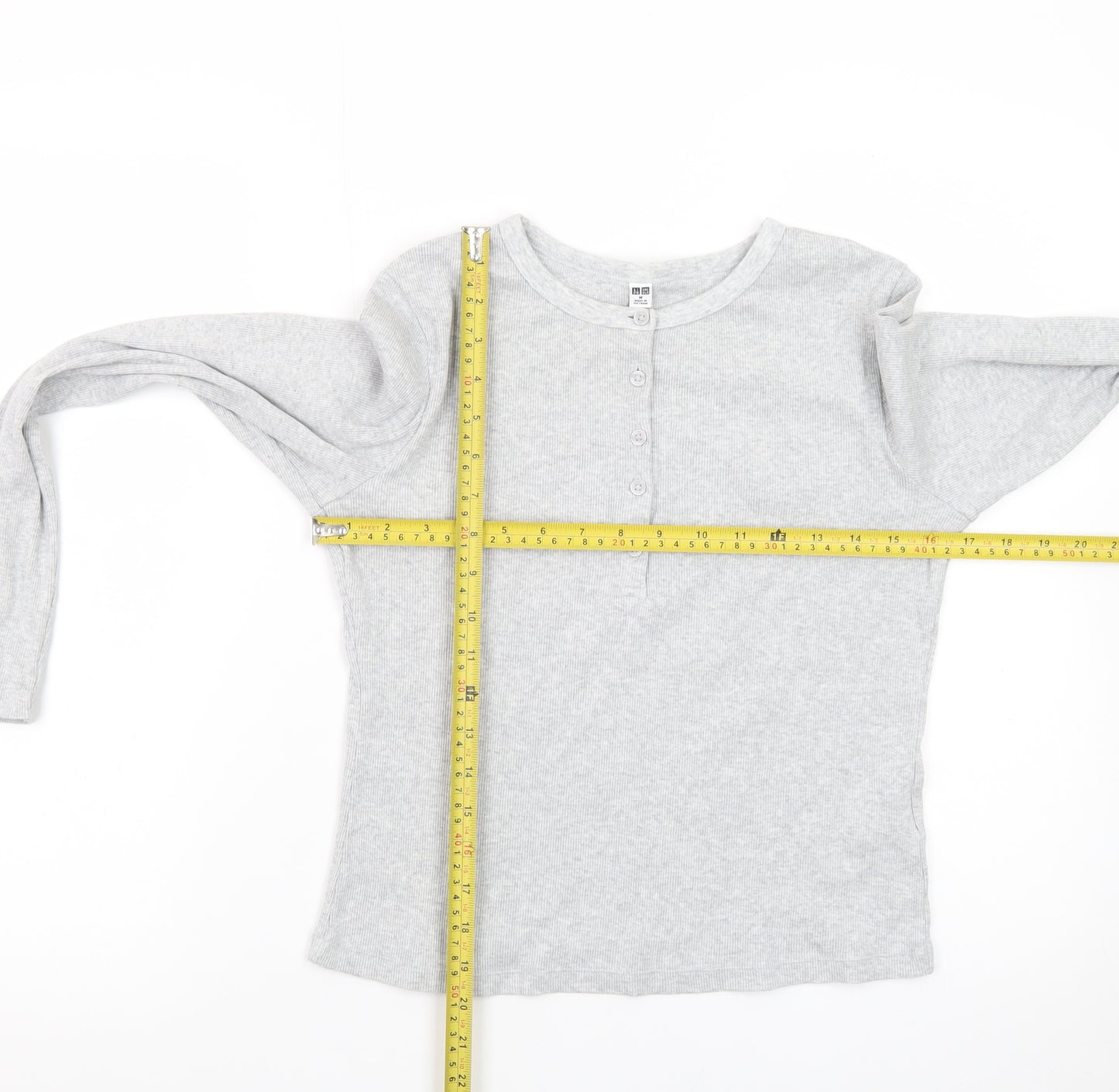 Uniqlo Women’s Grey Henley Long Sleeve Cotton Jumper M