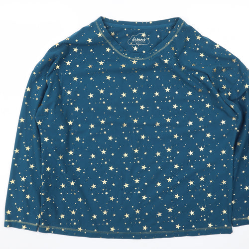 Nutmeg Womens Blue Star Print Long Sleeve Pyjama Top Size 12-14