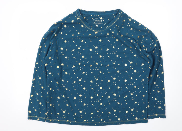 Nutmeg Womens Blue Star Print Long Sleeve Pyjama Top Size 12-14